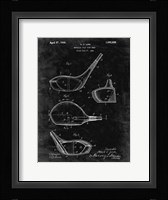 Metallic Golf Club Head Patent - Black Grunge Framed Print