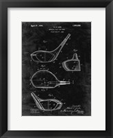 Metallic Golf Club Head Patent - Black Grunge Framed Print