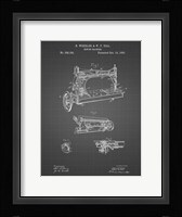 Sewing Machine Patent - Black Grid Fine Art Print