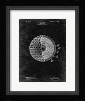 Golf Ball Patent - Black Grunge Framed Print