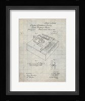 Type Writing Machine Patent - Antique Grid Parchment Framed Print