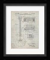 Guitar & Combined Bridge & Tailpiece Therefor Patent - Antique Grid Parchment Fine Art Print