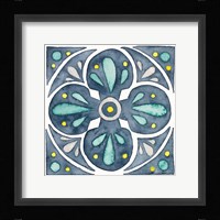 Garden Getaway Tile VI Blue Framed Print