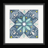 Garden Getaway Tile V Blue Framed Print