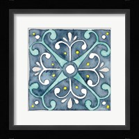 Garden Getaway Tile III Blue Framed Print