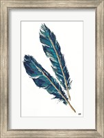 Gold Feathers III Indigo Fine Art Print