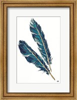Gold Feathers III Indigo Fine Art Print