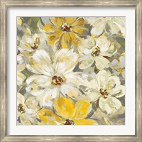 Scattered Spring Petals Yellow Gray Crop Fine Art Print