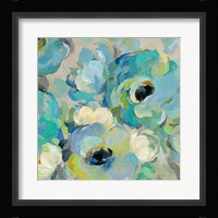 Fresh Teal Flowers III Framed Print