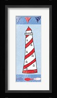Coastal Lighthouse II on Blue Framed Print