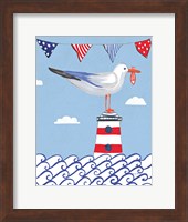 Coastal Bird I Flags on Blue Fine Art Print