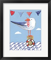 Coastal Bird II on Blue Framed Print