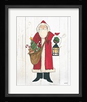 Vintage St Nick I no Words on White Wood Framed Print