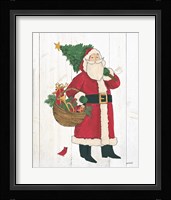 Vintage St Nick III no Words on White Wood Framed Print