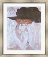 Woman with Black Feather Hat Fine Art Print