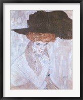 Woman with Black Feather Hat Fine Art Print