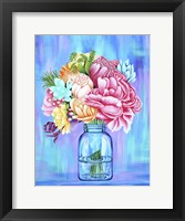 Colorful Flowers in Mason Jar Framed Print