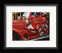 Dalmation Christmas Firetruck Framed Print