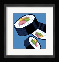 Sushi Rolls On Blue Fine Art Print