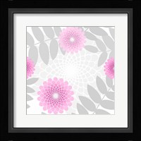 Flowers And Leaves Pattern Pink Framed Print