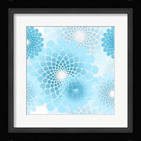 Spiral Flowers Pattern Baby Blue Framed Print