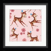 Cute Baby Deer Pattern Framed Print