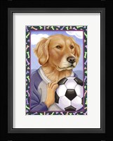 Golden Retriever Soccer Ball Framed Print