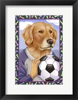 Golden Retriever Soccer Ball Framed Print