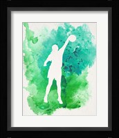 Basketball Girl Watercolor Silhouette Inverted Part I Fine Art Print