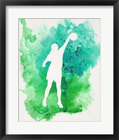 Basketball Girl Watercolor Silhouette Inverted Part I Fine Art Print