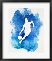 Basketball Girl Watercolor Silhouette Inverted Part II Framed Print