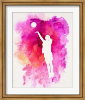 Basketball Girl Watercolor Silhouette Inverted Part IV Fine Art Print