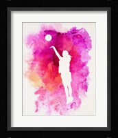 Basketball Girl Watercolor Silhouette Inverted Part IV Fine Art Print
