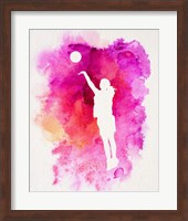 Basketball Girl Watercolor Silhouette Inverted Part IV Fine Art Print