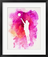 Basketball Girl Watercolor Silhouette Inverted Part IV Framed Print