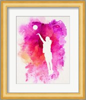 Basketball Girl Watercolor Silhouette Inverted Part IV Fine Art Print