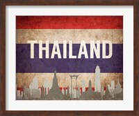 Bangkok, Thailand - Flags and Skyline Fine Art Print