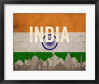 New Delhi, India - Flags and Skyline Fine Art Print