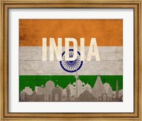 New Delhi, India - Flags and Skyline Fine Art Print