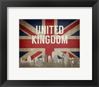 London, United Kingdom - Flags and Skyline Framed Print