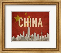 Beijing, China - Flags and Skyline Fine Art Print