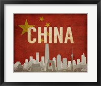 Beijing, China - Flags and Skyline Fine Art Print