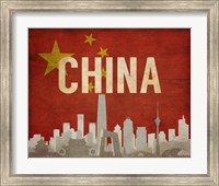 Beijing, China - Flags and Skyline Fine Art Print