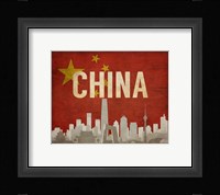 Beijing, China - Flags and Skyline Fine Art Print
