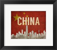 Beijing, China - Flags and Skyline Fine Art Print