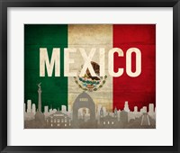 Mexico City, Mexico - Flags and Skyline Fine Art Print
