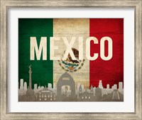 Mexico City, Mexico - Flags and Skyline Fine Art Print