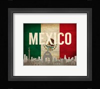 Mexico City, Mexico - Flags and Skyline Fine Art Print