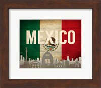 Mexico City, Mexico - Flags and Skyline Fine Art Print