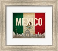 Mexico City, Mexico - Flags and Skyline Fine Art Print